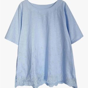❗️Minibee 100% Linen Blue Women's Tunic Top MSRP $98!
